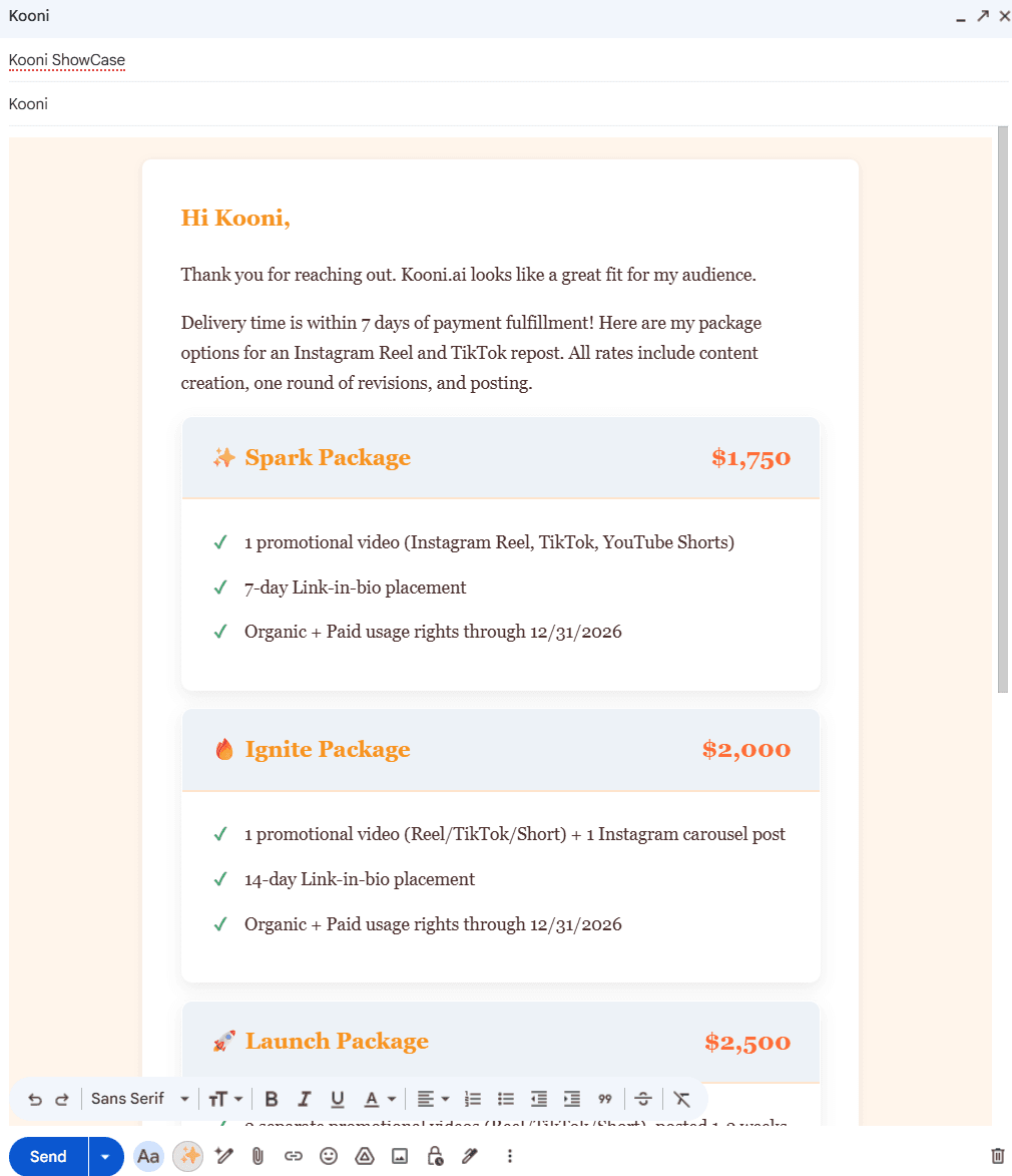 After - Polished email